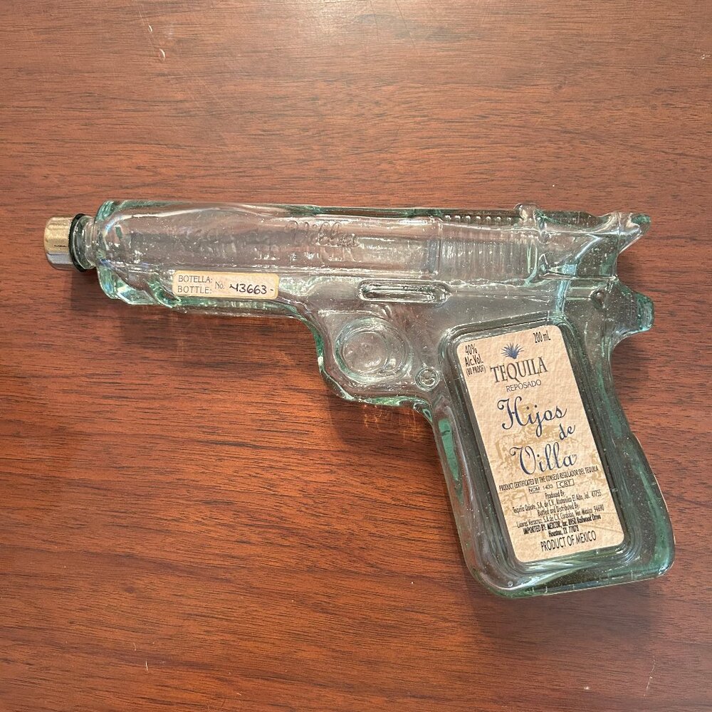 HIJOS de VILLA Empty Tequila 9" 200ml Bottle Pistol/Gun Shaped Limited Numbered